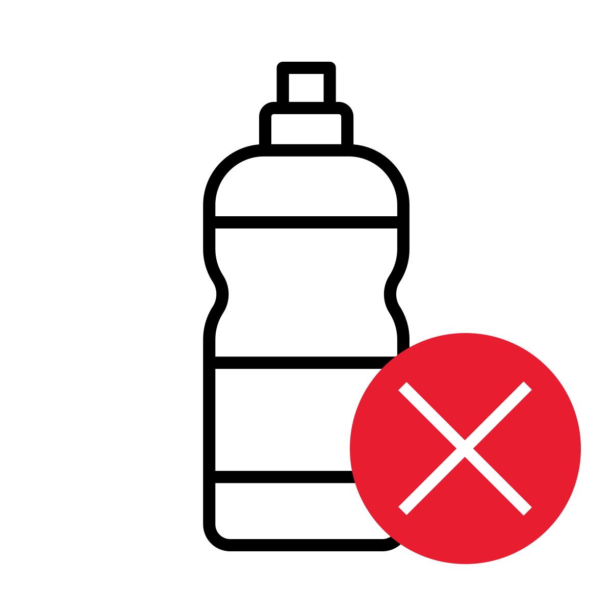 Icoon van een schuursponsfles met een rood kruis.