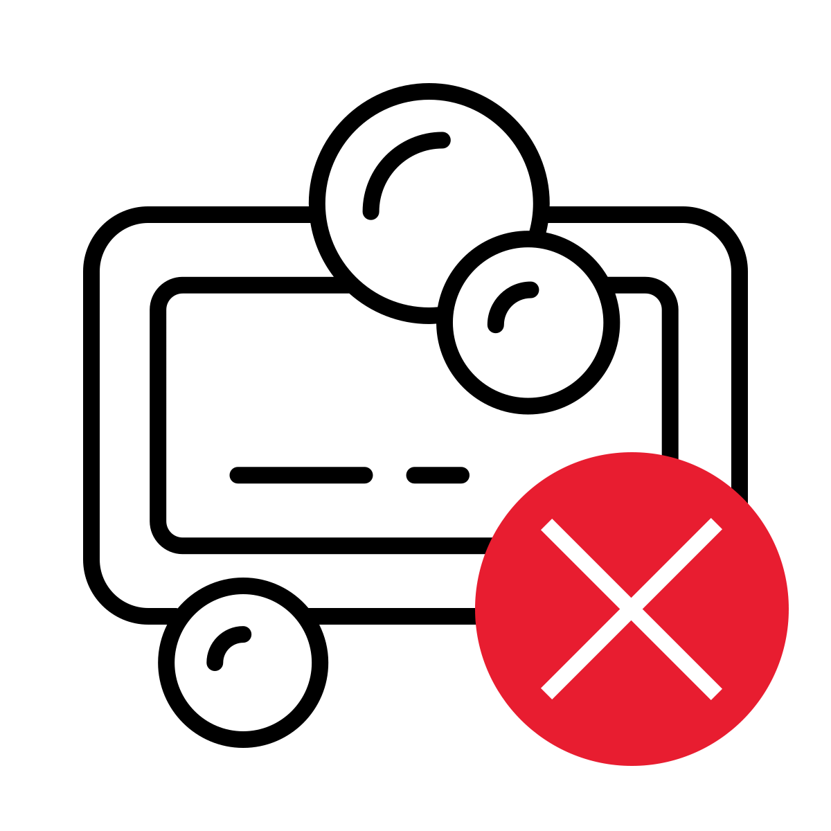 Icoon van een stuk zeep met schuimbellen en een rood kruis.