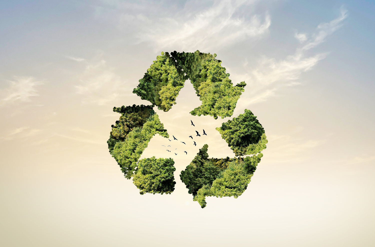 Recycle logo met natuur achtergrond voor duurzame recyclebare gietvloeren
